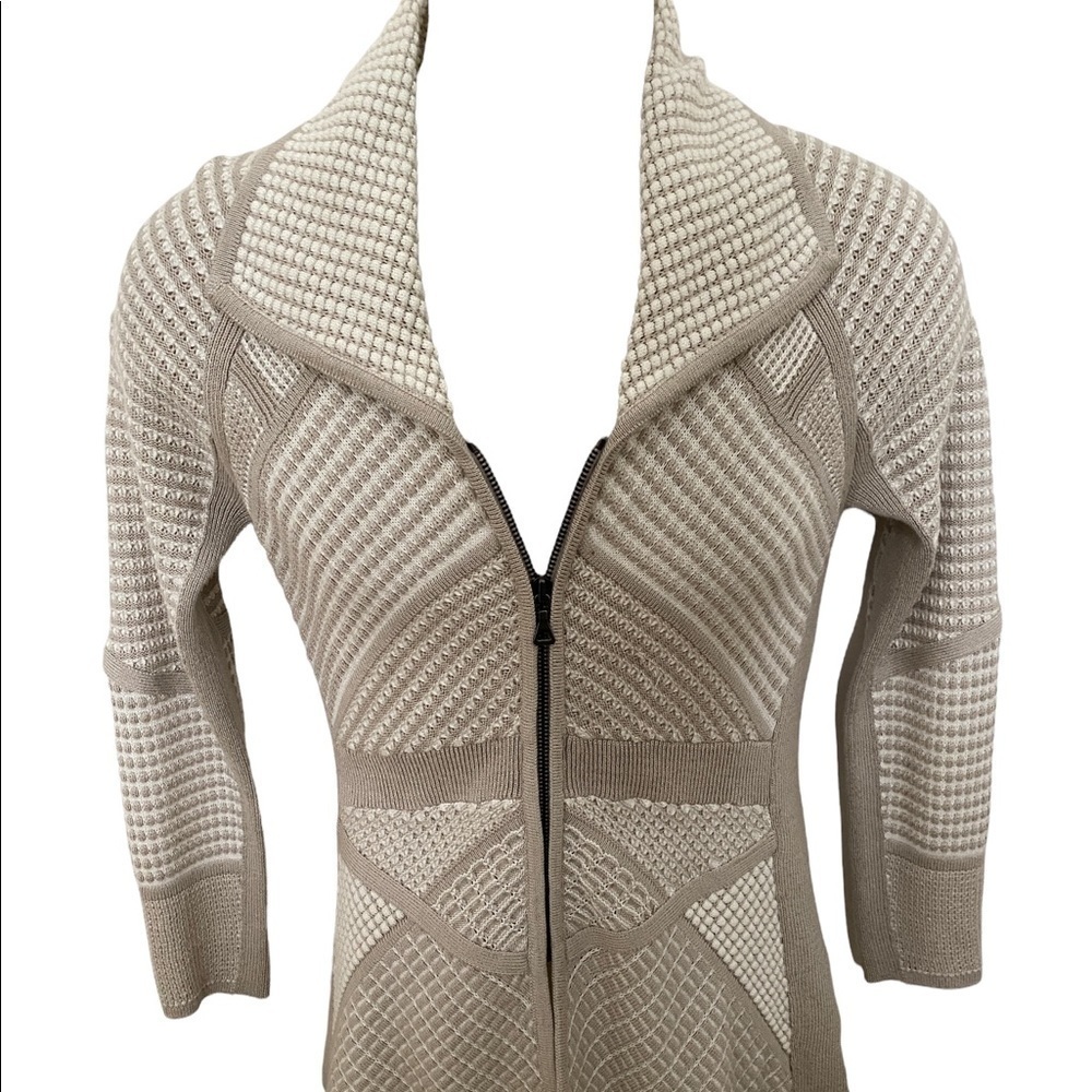 NIC + ZOE Beige & Cream Cardigan Zipper Sweater Women PP Petite